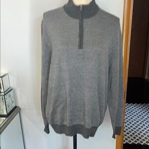 Toscano Gray Zip Up Sweater with High Collar size Large